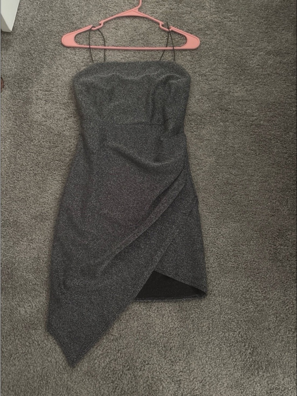 Windsor Strapless Metallic Sheath Dress in Charcoal